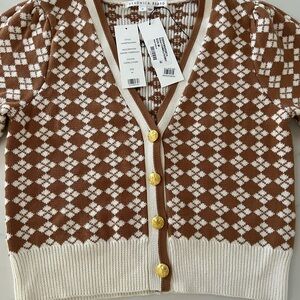 Veronica Beard Adaire Camel/Ivory Cardigan